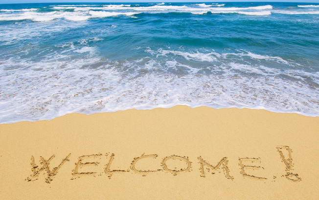 Desktop welcome on beach